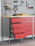 vidaXL Работен кабинет с чекмедже 2 бр. Червен и сив 100 x 55 x 85 см