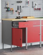 vidaXL Работен кабинет с чекмедже 2 бр. Червен и сив 100 x 55 x 85 см