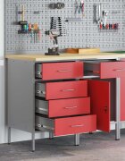 vidaXL Работен кабинет с чекмедже 2 бр. Червен и сив 100 x 55 x 85 см