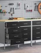 vidaXL Работен кабинет с чекмедже 3 бр. Черен и Сив 150 x 55 x 85 см