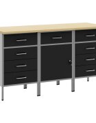 vidaXL Работен кабинет с чекмедже 3 бр. Черен и Сив 150 x 55 x 85 см