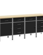 vidaXL Работен кабинет с чекмедже 4 бр. Черен и Сив 200 x 55 x 85 см