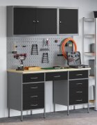 vidaXL Работен кабинет с чекмедже със съхранение 8 бр. Черен и Сив