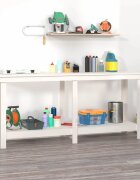 vidaXL Работна маса бяла 180x50x80 см борово дърво масив