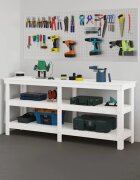 vidaXL Работна маса бяла 181x50x80 см борово дърво масив