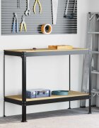vidaXL Работна маса Черен 115 x 55 x 91 см Конструирано дърво и метал.