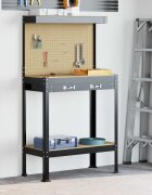 vidaXL Работна маса Черен 81 x 41 x 145 см Конструирано дърво и метал.