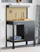 vidaXL Работна маса Черен 90 x 49 x 141 см Конструирано дърво и метал.