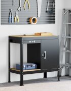 vidaXL Работна маса Черен 90 x 49 x 91 см Конструирано дърво и метал.