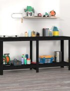 vidaXL Работна маса черна 180x50x80 см борово дърво масив
