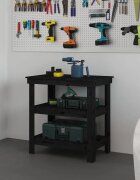 vidaXL Работна маса черна 785x50x80 см борово дърво масив