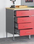 vidaXL Работна маса с чекмедже Червен и сив 50 x 55 x 85 см