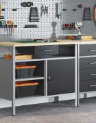 vidaXL Работна маса с чекмедже с рафт Черен и Сив 100 x 55 x 85 см