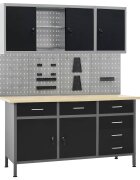 vidaXL Работна маса с четири стенни панела и два шкафа
