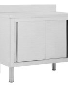 vidaXL Работна маса с плъзгащи врати 100x50x(95-97) см инокс