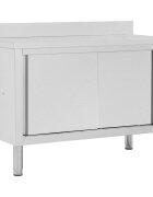 vidaXL Работна маса с плъзгащи врати 120x50x(95-97) см инокс