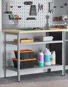 vidaXL Работна маса с рафт Сив и бежов 100 x 55 x 85 см Стомана