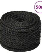 vidaXL Работно въже черно 20 мм 50 м полипропилен