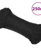 vidaXL Работно въже черно 3 мм 250 м полипропилен