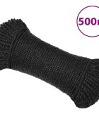 vidaXL Работно въже черно 6 мм 500 м полипропилен