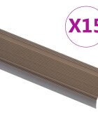 vidaXL Ръбове за стъпала Г-образни 15 бр алуминий 100 см кафяви