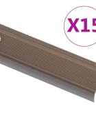 vidaXL Ръбове за стъпала Г-образни 15 бр алуминий 100 см кафяви