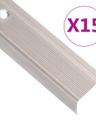 vidaXL Ръбове за стъпала Г-образни 15 бр алуминий 100 см шампанско