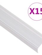 vidaXL Ръбове за стъпала Г-образни 15 бр алуминий 100 см сребристи