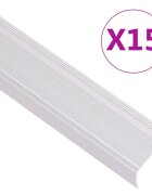 vidaXL Ръбове за стъпала Г-образни 15 бр алуминий 90 см сребристи