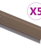 vidaXL Ръбове за стъпала Г-образни 5 бр алуминий 100 см кафяви