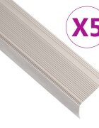 vidaXL Ръбове за стъпала Г-образни 5 бр алуминий 100 см шампанско