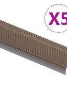 vidaXL Ръбове за стъпала Г-образни 5 бр алуминий 90 см кафяви