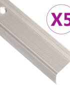 vidaXL Ръбове за стъпала Г-образни 5 бр алуминий 90 см шампанско