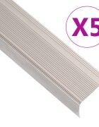vidaXL Ръбове за стъпала Г-образни 5 бр алуминий 90 см шампанско