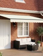vidaXL Ръчен сгъваем навес Кремаво 4 x 2 m Полиестер с PU покритие