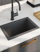 vidaXL Ръчно изработена кухненска мивка черна неръждаема стомана