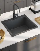 vidaXL Ръчно изработена кухненска мивка черна неръждаема стомана
