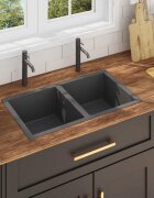 vidaXL Ръчно изработена кухненска мивка черна неръждаема стомана