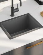 vidaXL Ръчно изработена кухненска мивка черна неръждаема стомана