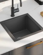 vidaXL Ръчно изработена кухненска мивка черна неръждаема стомана