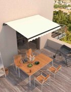 vidaXL Ръчно прибиращ се сенник 350x250 см кремав