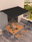 vidaXL Ръчно прибиращ се сенник 400x350 см антрацит