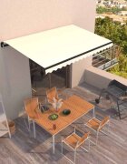 vidaXL Ръчно прибиращ се сенник 400x350 см кремав