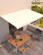 vidaXL Ръчно прибиращ се сенник 500x300 см кремав