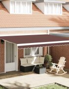 vidaXL Ръчно прибиращ се сенник кафяв 450x300 см