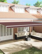 vidaXL Ръчно прибиращ се сенник кафяв 600x300 см