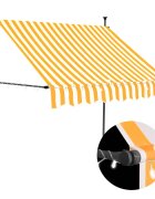 vidaXL Ръчно прибиращ се сенник с LED 100 см бяло и оранжево