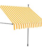 vidaXL Ръчно прибиращ се сенник с LED 150 см бяло и оранжево