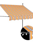 vidaXL Ръчно прибиращ се сенник с LED 150 см жълто и синьо