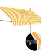 vidaXL Ръчно прибиращ се сенник с LED 300 см бяло и оранжево